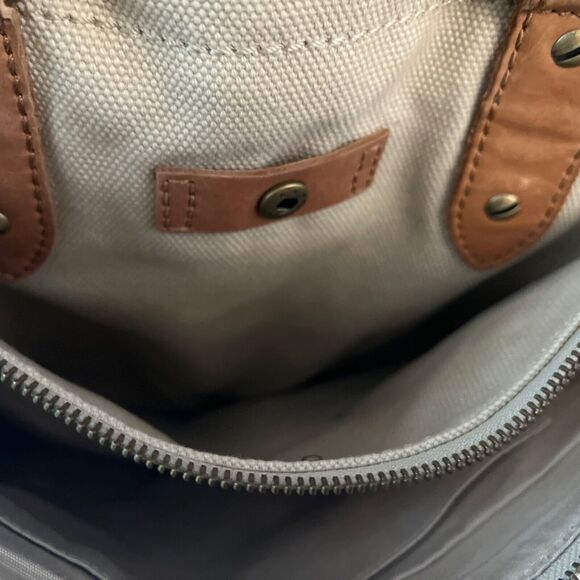 Fossil Workman CVS Canvas Utility Tote/Bag Large New Beige Brown Leather - Picture 14 of 16